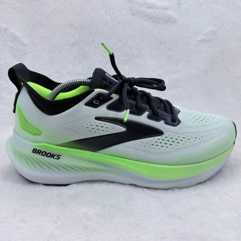 Brooks Glycerin GTS 23 Mens Running Shoes White Green Gecko Size 11 Sneakers Fit